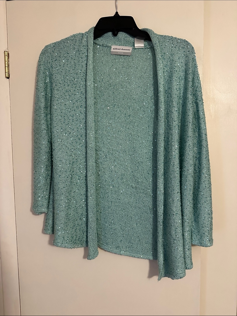 Alfred Dunner Seafoam Open-Front Knit Cardigan